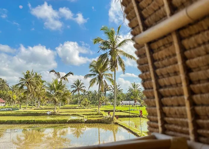 Ferienhaus Kawig Bamboo House - Ricefield View, Eco Bamboo