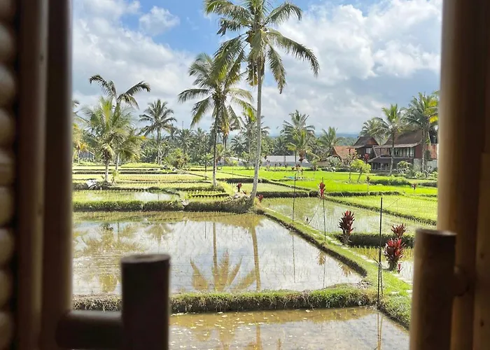 Kawig Bamboo House - Ricefield View, Eco Bamboo Tampaksiring